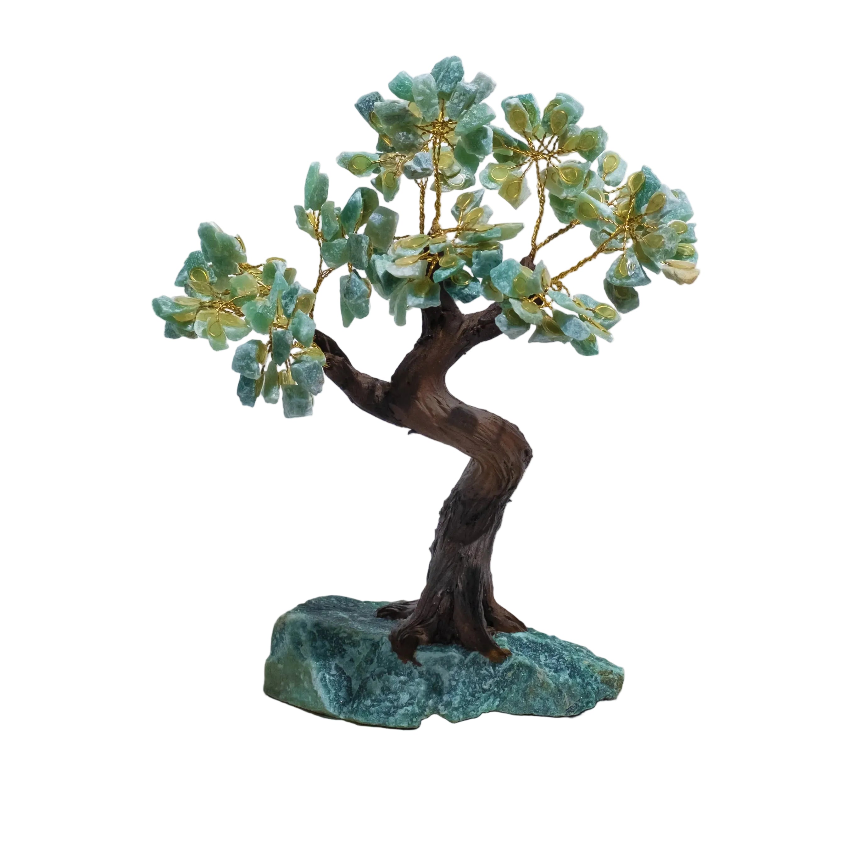 Rough Aventurine Crystal Bonsai Tree 40cm for prosperity, harmony, and positive energy, handcrafted for luck and success.