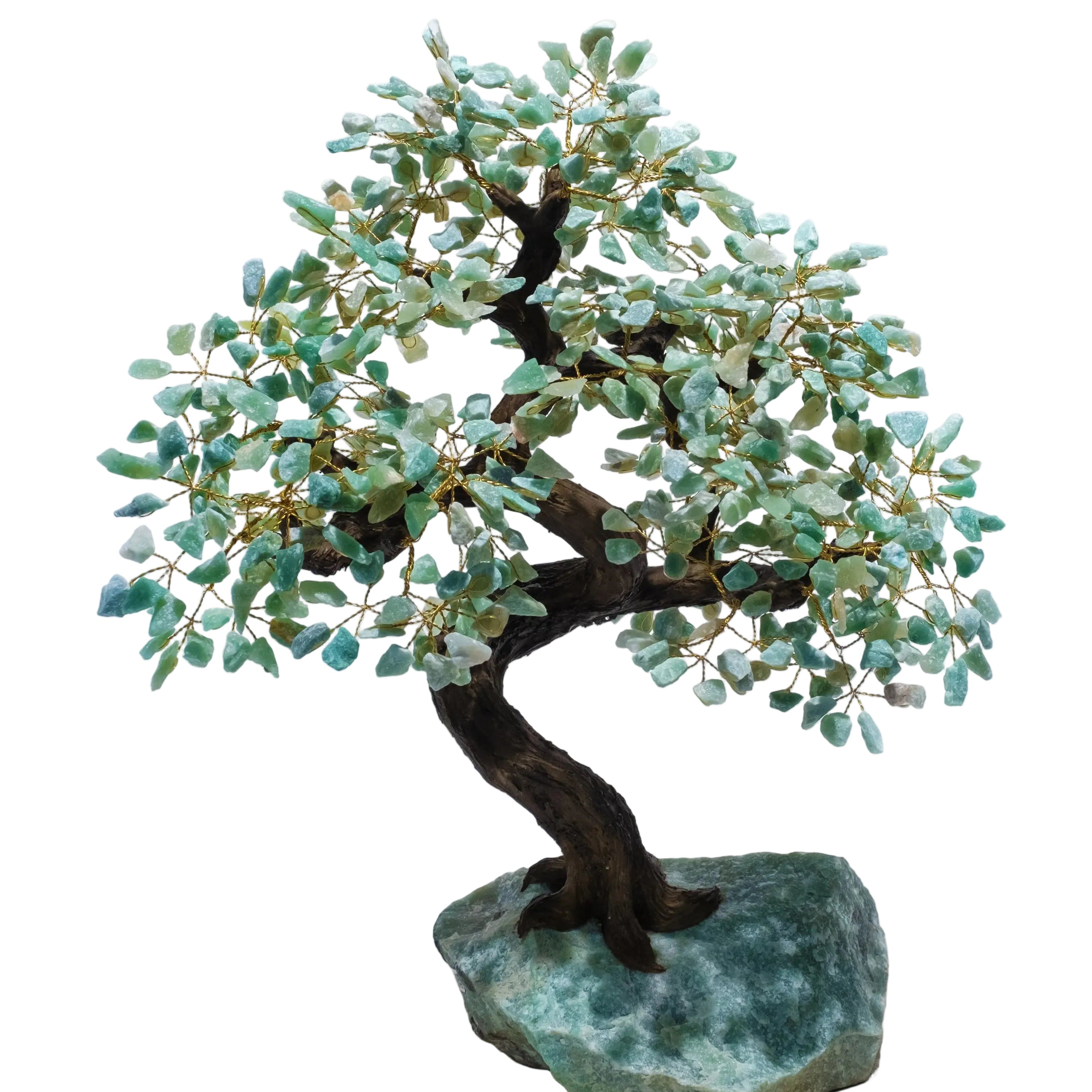 Rough Aventurine Crystal Bonsai Tree 65 cm for prosperity and positive energy, handcrafted with green aventurine crystals for luck and success.