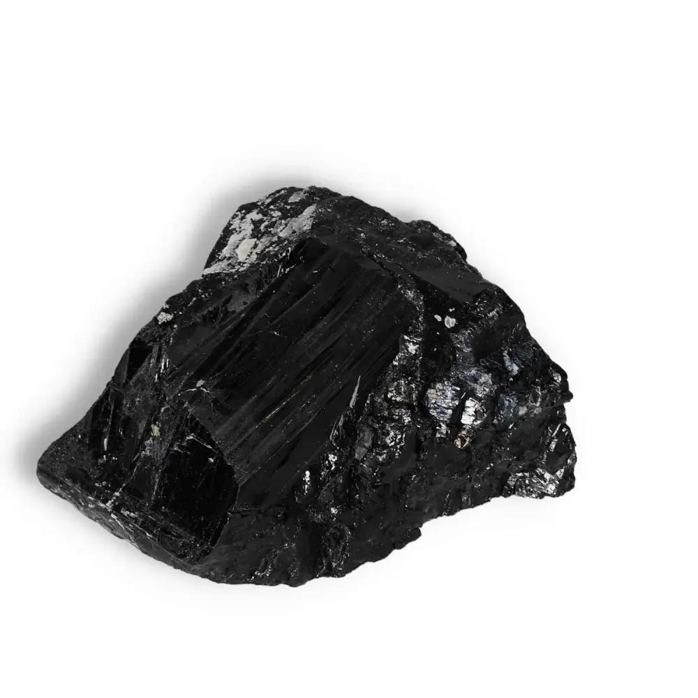 Rough Black Tourmaline Druze L handpicked for quality, known for cleansing properties, transforms negative energy, grounding stone.