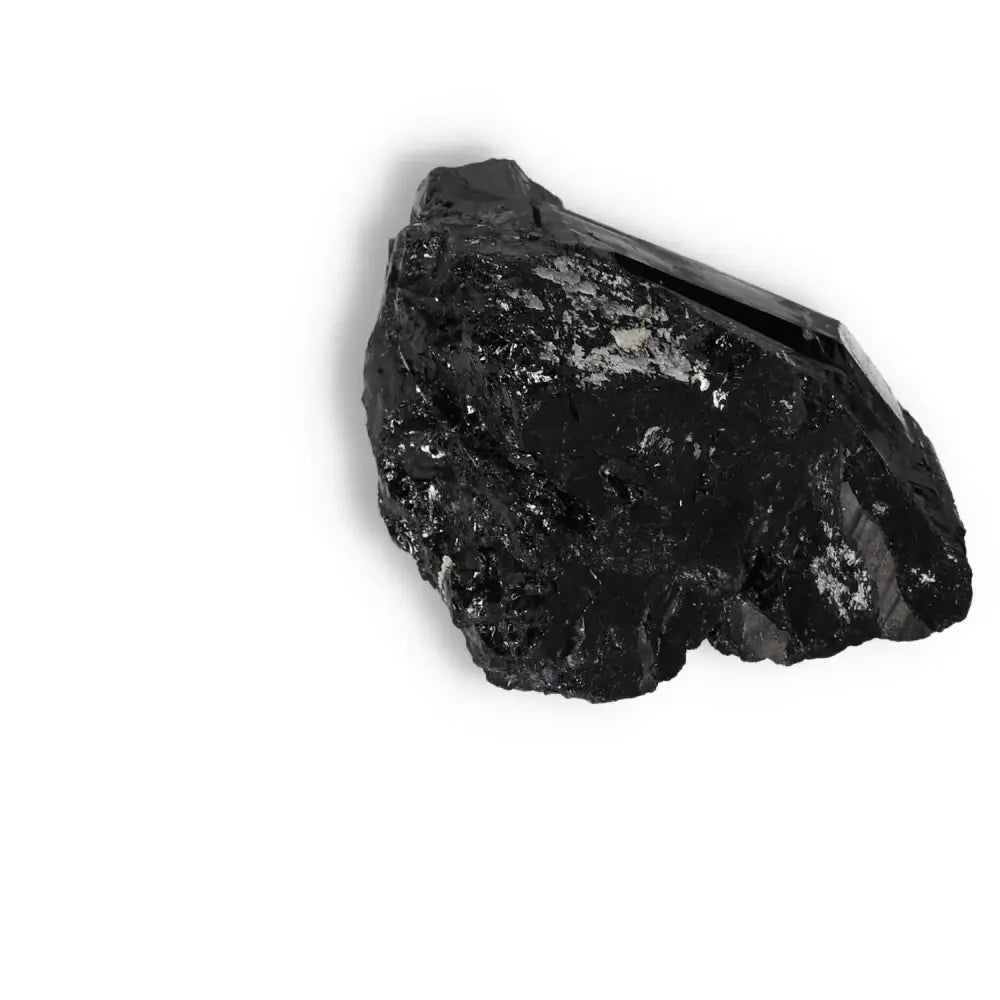 Premium Rough Black Tourmaline Druze L stone from Sylvia Crystals, known for cleansing and grounding properties.