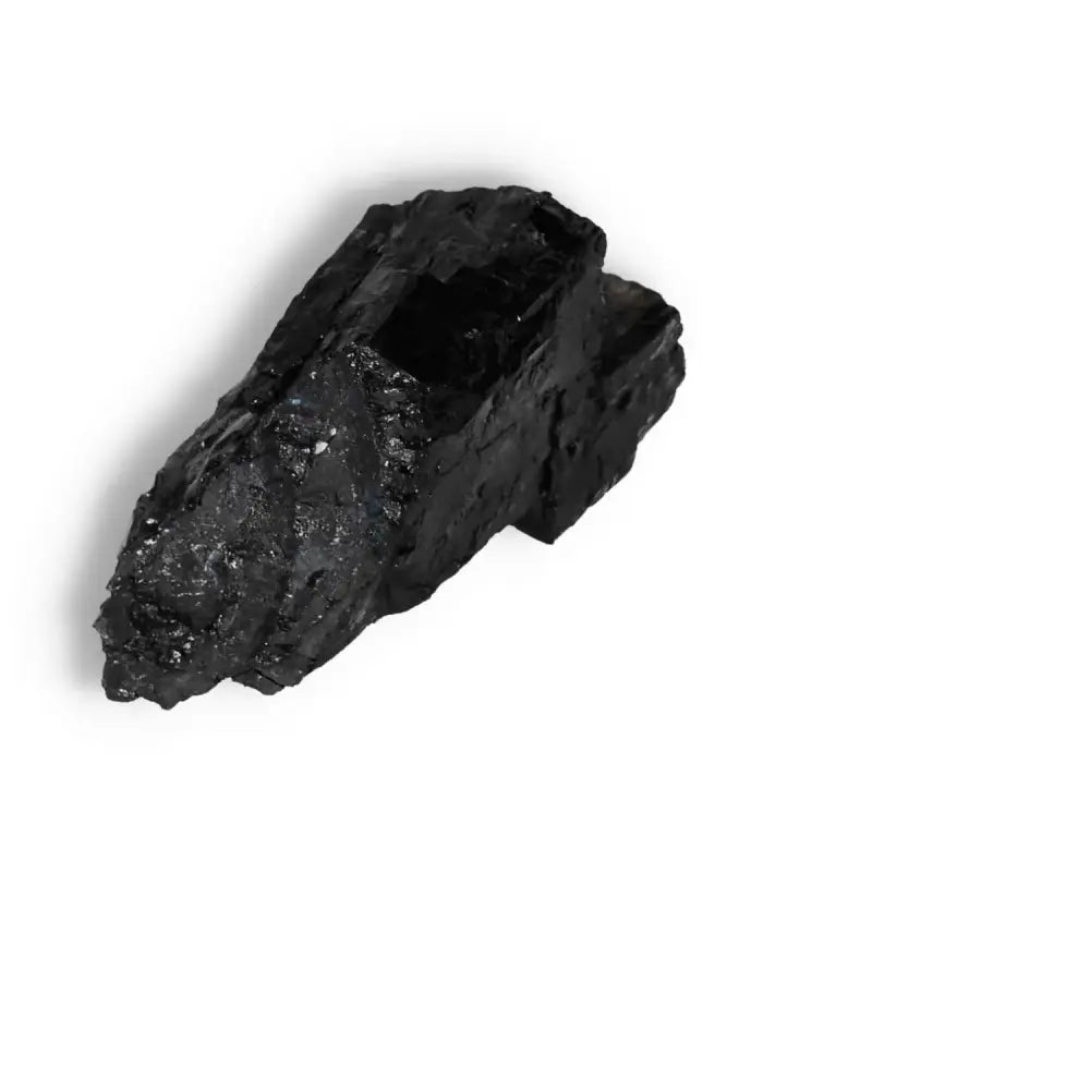 Rough Black Tourmaline Druze L crystal showcasing natural texture, known for cleansing negative energies and mental grounding.