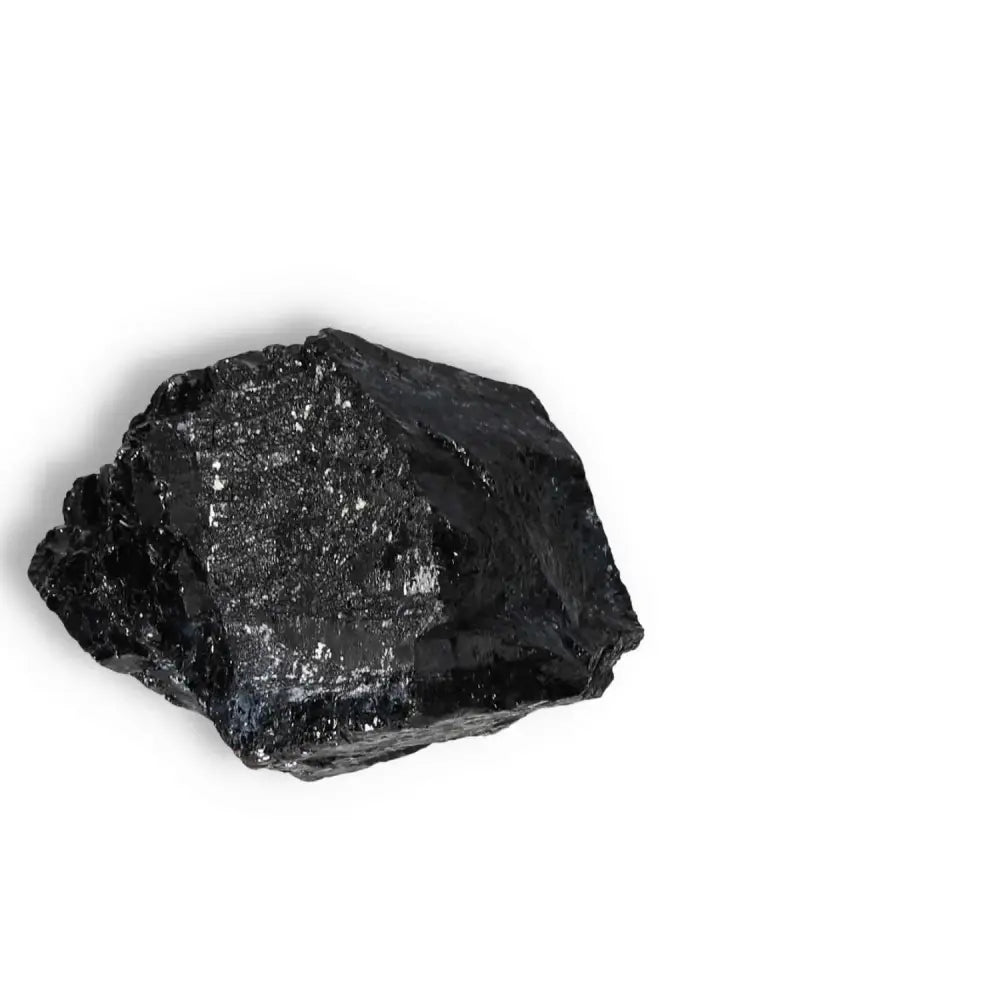 Rough Black Tourmaline Druze L from Sylvia Crystals showcasing a luxurious stone known for spiritual balance and cleansing energy.