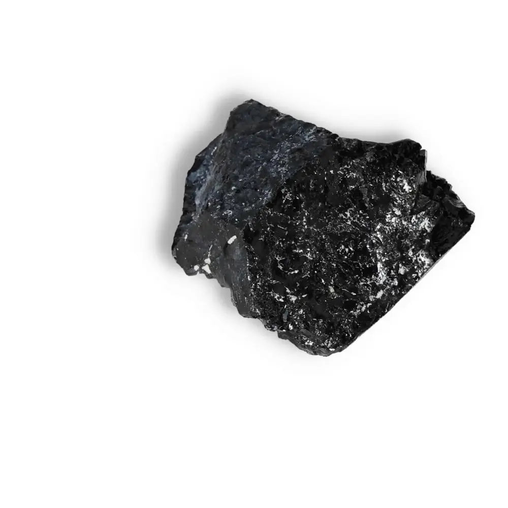 Rough Black Tourmaline Druze crystal for energy cleansing and transformation by Sylvia Crystals.