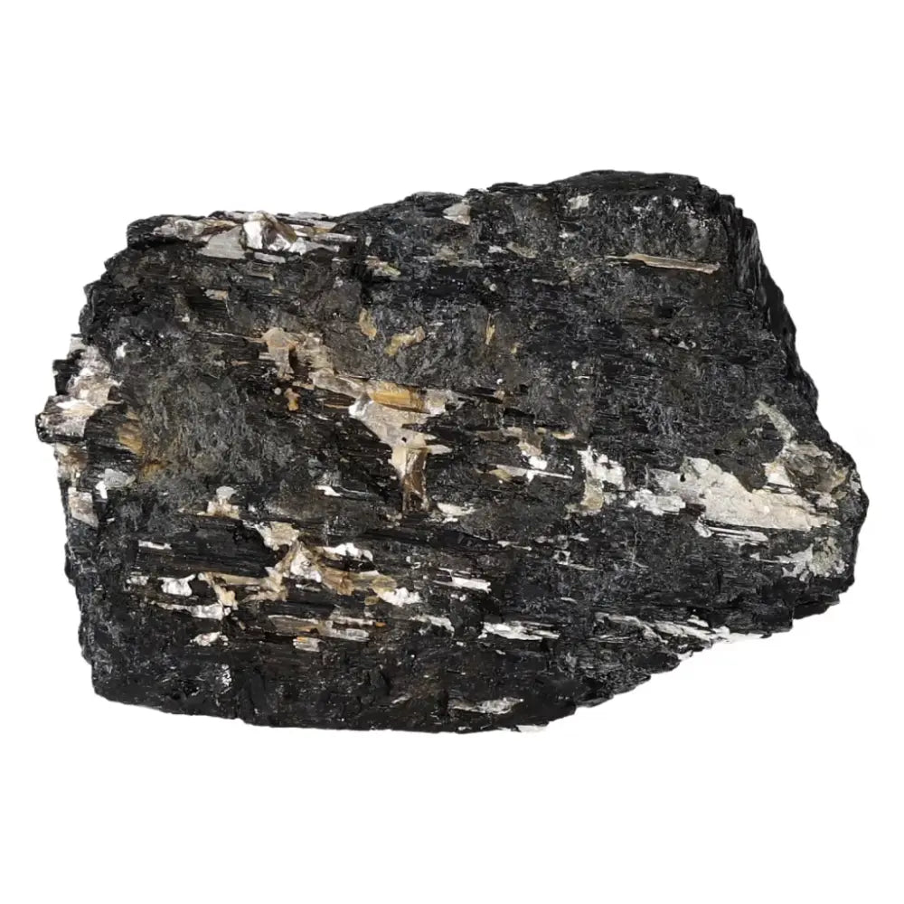 Rough Black Tourmaline Druze L crystal, luxurious and spiritual, by Sylvia Crystals, known for cleansing negative energies.