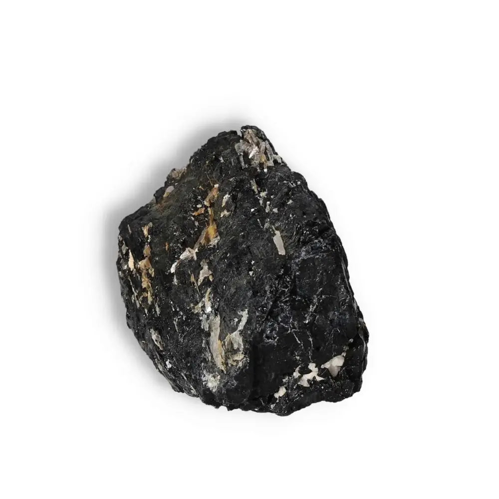 Rough Black Tourmaline Druze L crystal from Sylvia Crystals, known for cleansing negative energy and promoting balance.