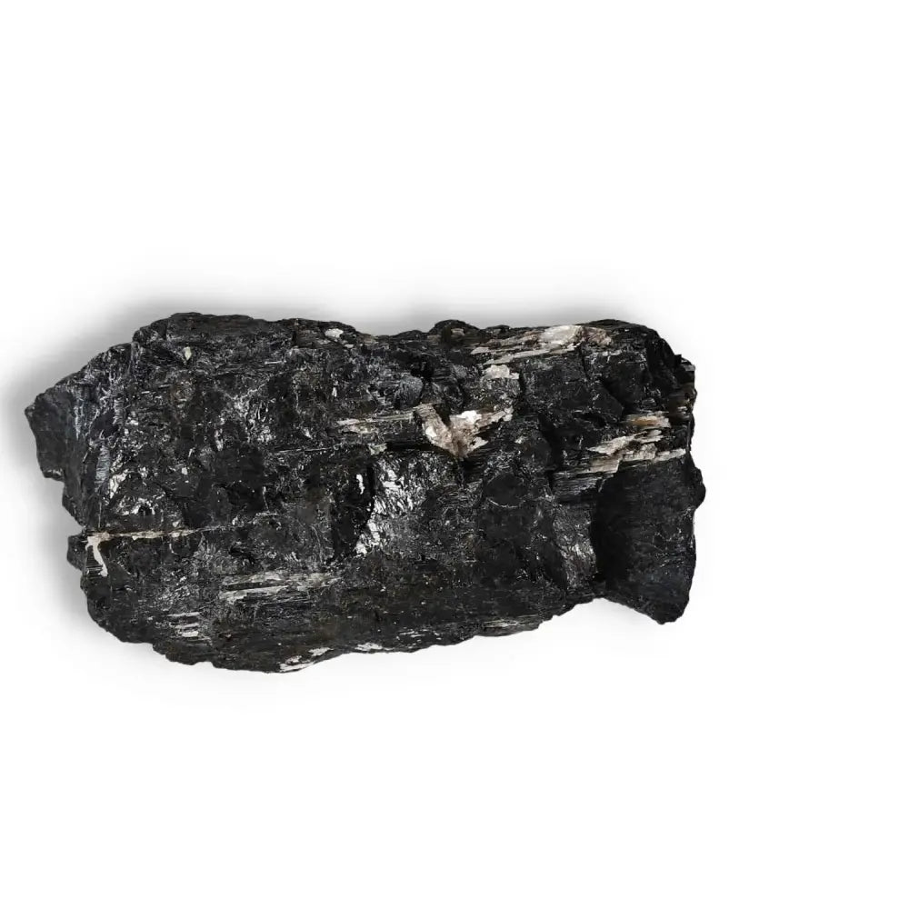 Elegant Rough Black Tourmaline Druze L crystal from Sylvia Crystals, known for cleansing and transforming negative energies.