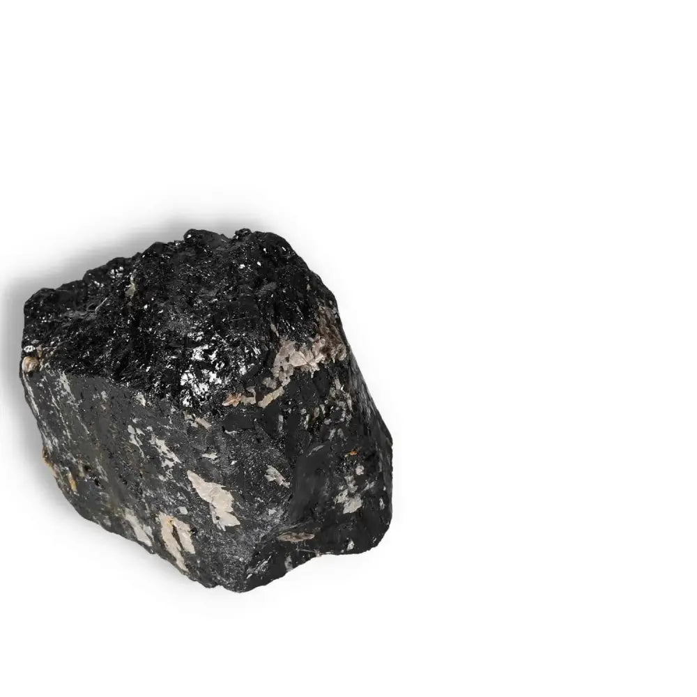 Exquisite Rough Black Tourmaline Druze L from Sylvia Crystals, known for cleansing and transforming negative energies.