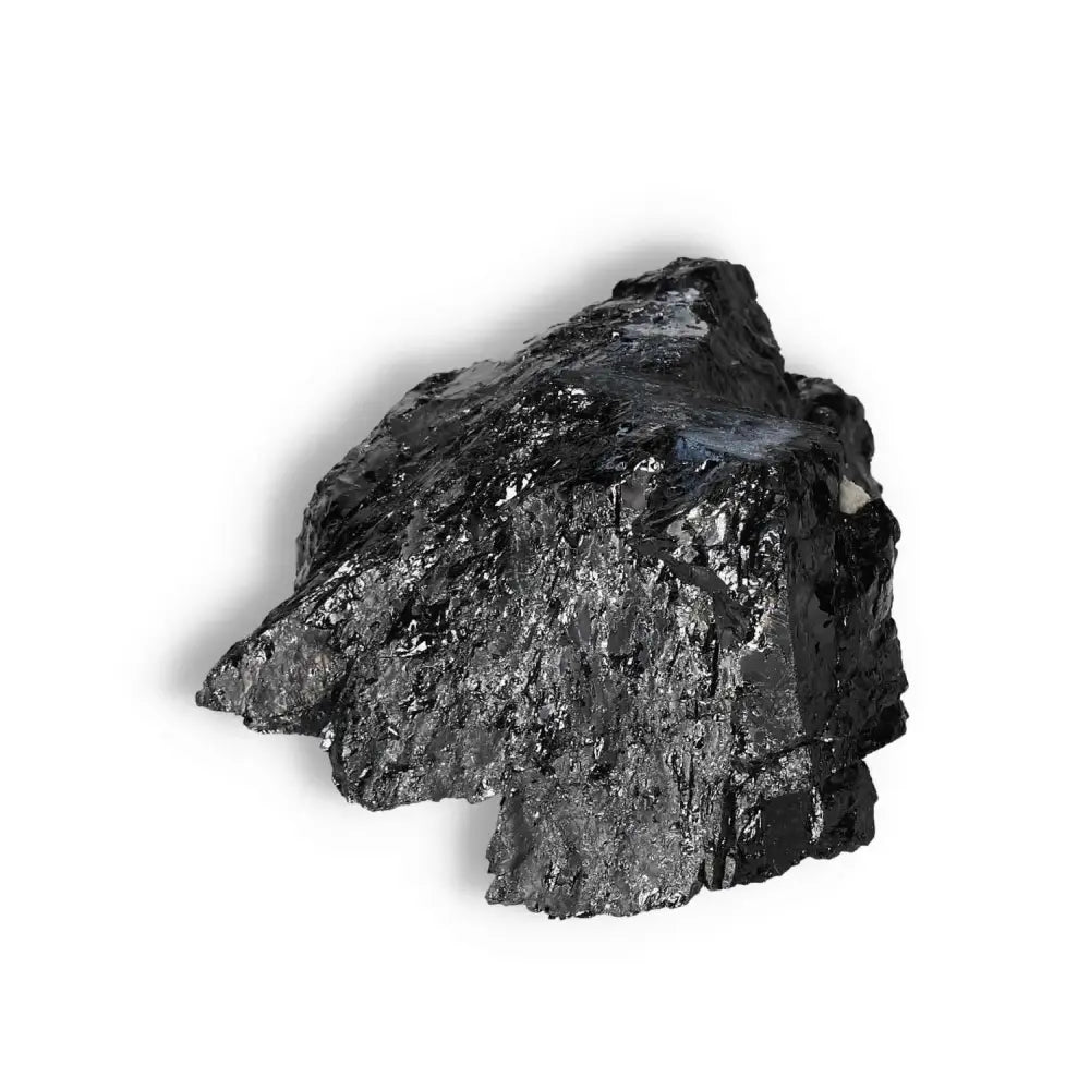 Rough Black Tourmaline Druze L crystal by Sylvia Crystals, known for its purifying and protective energy properties.