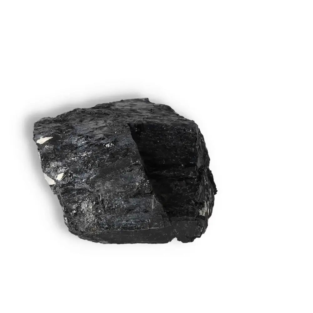 Rough Black Tourmaline Druze L from Sylvia Crystals, known for cleansing negative energies and promoting emotional stability.