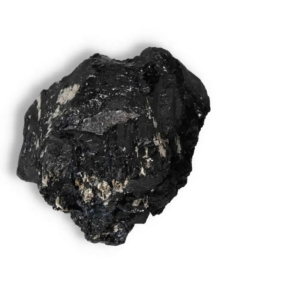 Premium Rough Black Tourmaline Druze L gemstone by Sylvia Crystals, known for transforming negative energies and promoting harmony.