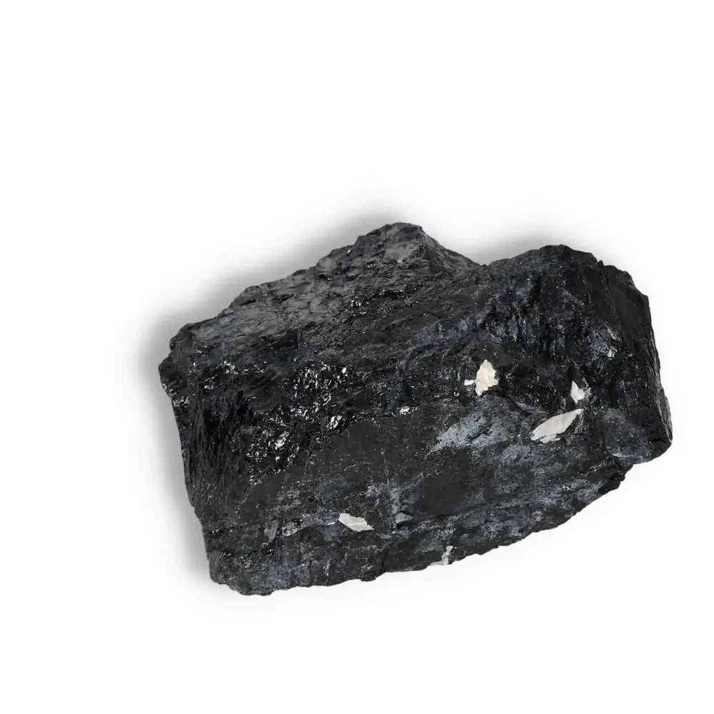 Rough Black Tourmaline Druze L crystal for cleansing negative energies, from Sylvia Crystals, luxury spiritual tool.