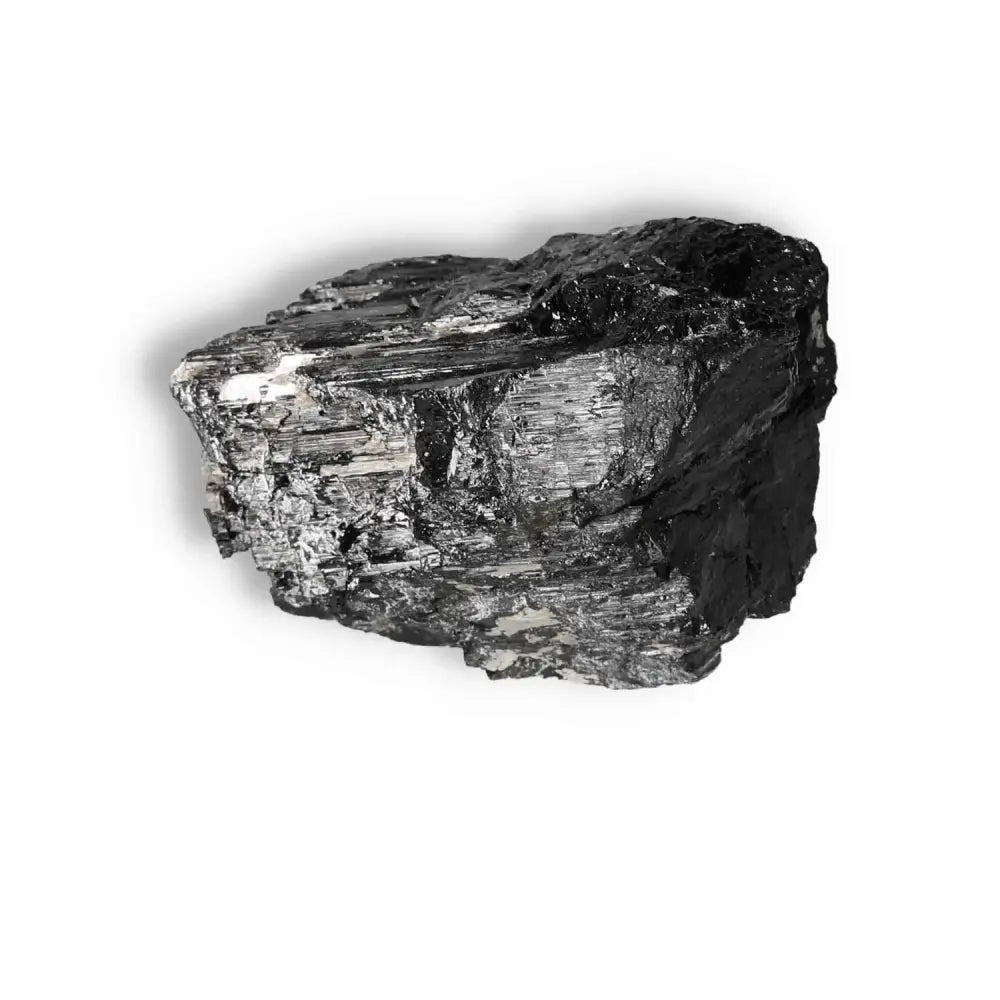 Rough Black Tourmaline Druze L gemstone by Sylvia Crystals, known for transforming negative energies, promoting balance and harmony.