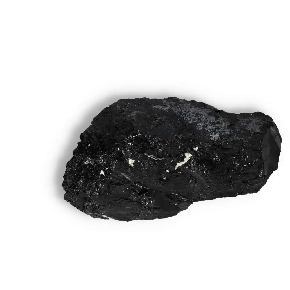 Rough Black Tourmaline Druze crystal for energy cleansing and purification, offered by Sylvia Crystals.