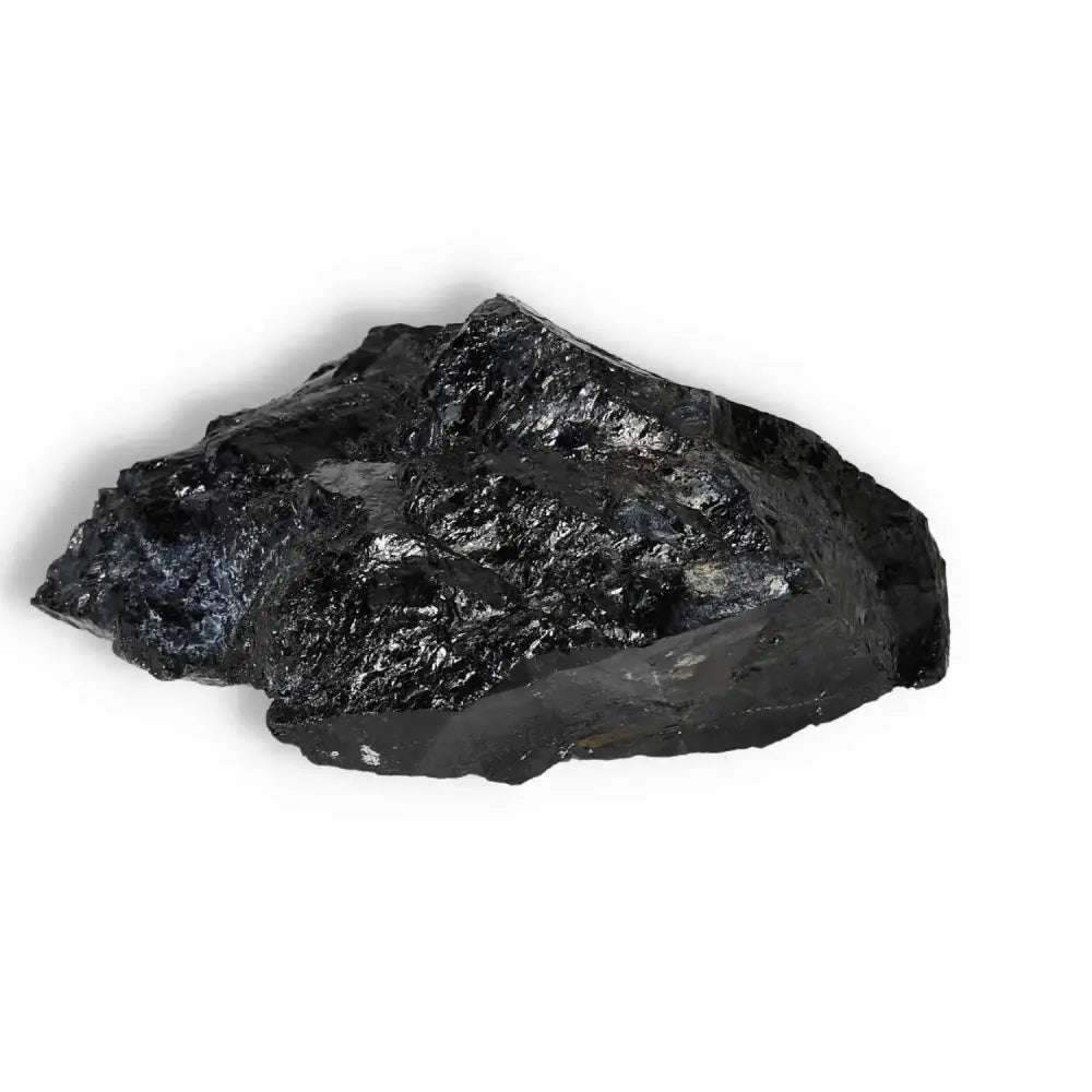 Rough Black Tourmaline Druze crystal, known for grounding and neutralizing negative energies, from Sylvia Crystals.