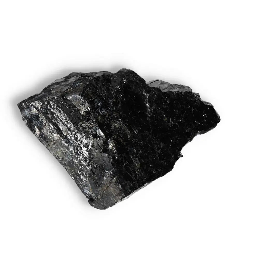 Rough Black Tourmaline Druze from Sylvia Crystals, known for cleansing negative energies and grounding properties.