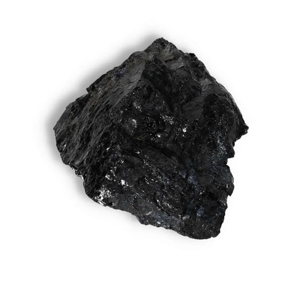 Rough Black Tourmaline Druze, known for cleansing and grounding, featured in Sylvia Crystals' spiritual collection.