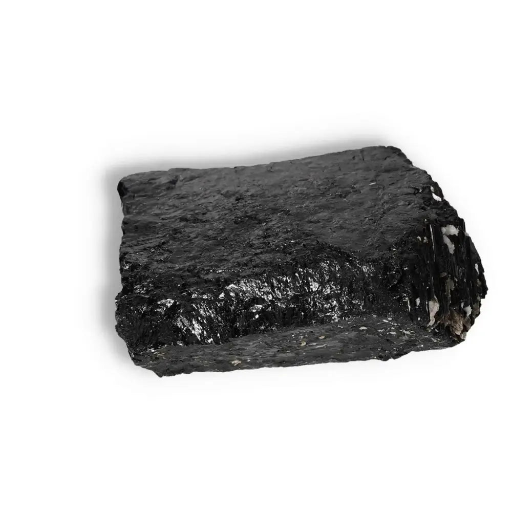 Rough Black Tourmaline Druze crystal, symbolizing protection and purification, from Sylvia Crystals collection.