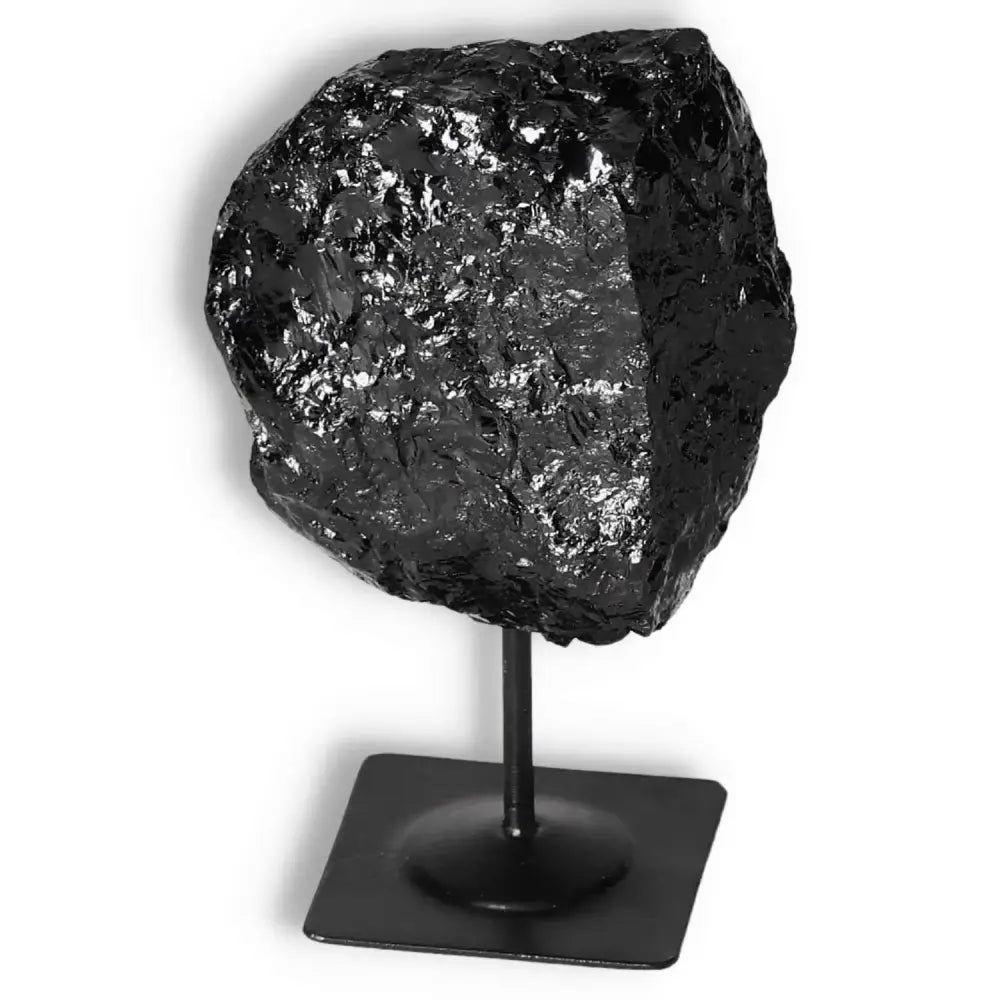 Rough Black Tourmaline on Metal Stand M by Sylvia Crystals – Luxury crystal with cleansing and purifying properties.