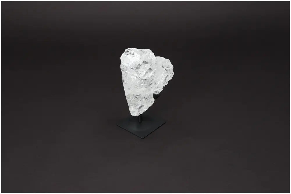 Rough Lemurian Quartz on Metal Stand, luxury crystal by Sylvia Crystals for spiritual connection and energy harmonization.
