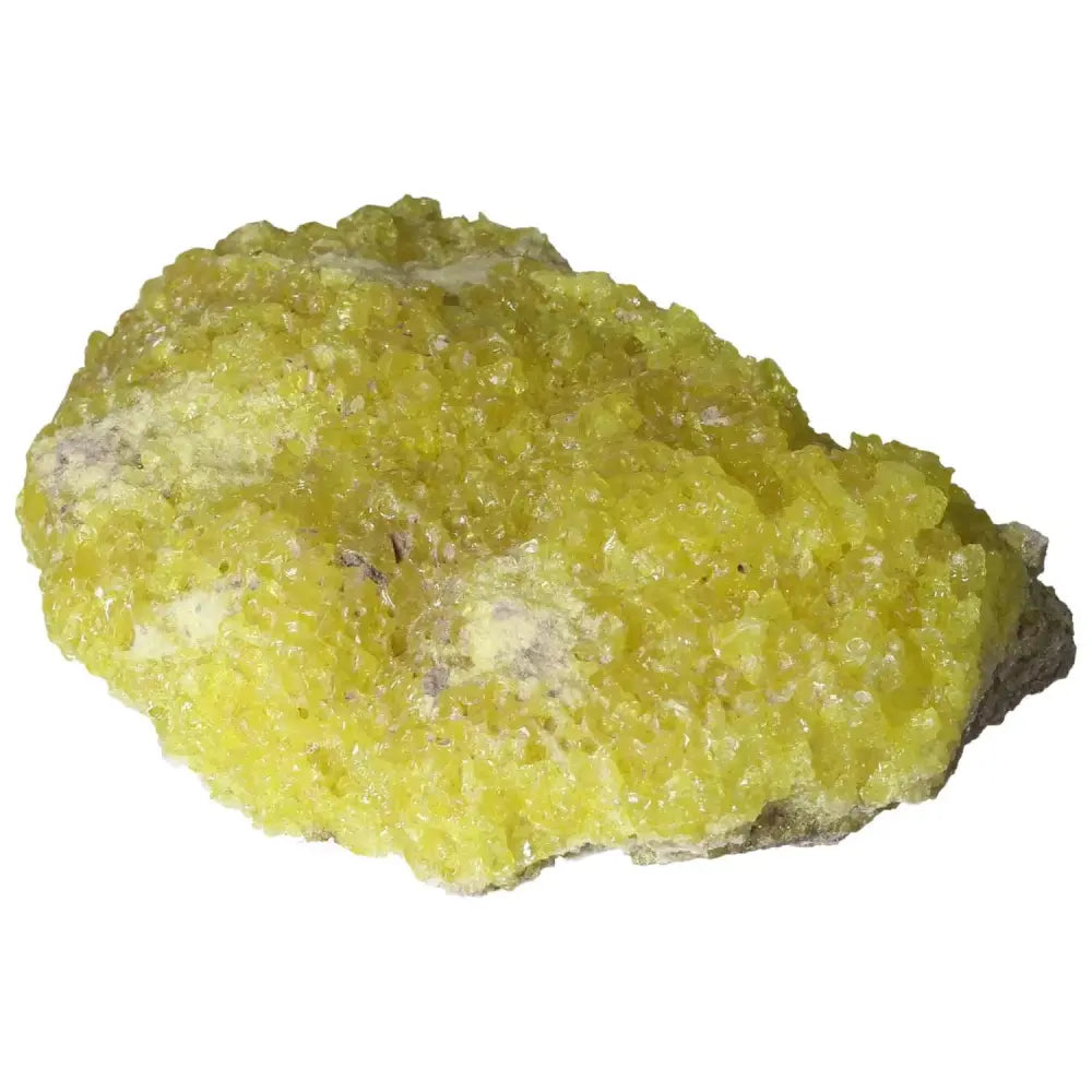 Yellow Rough Sulphur Druze Crystal from Sylvia Crystals, Handpicked and Intricate, Showcasing Vivid Geological Formations
