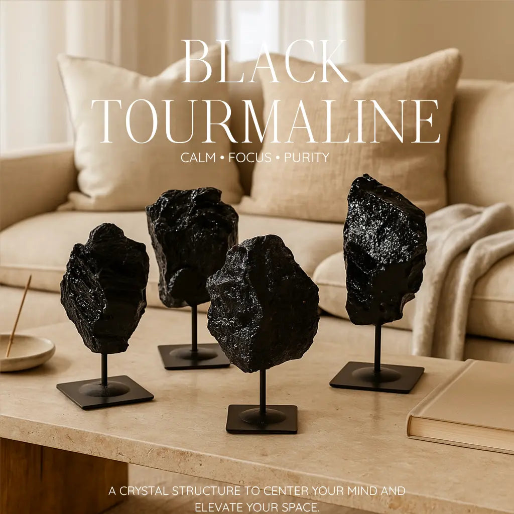 Rough Tourmaline With Metal Stand L Sylvia Crystals Sp. z o.o.