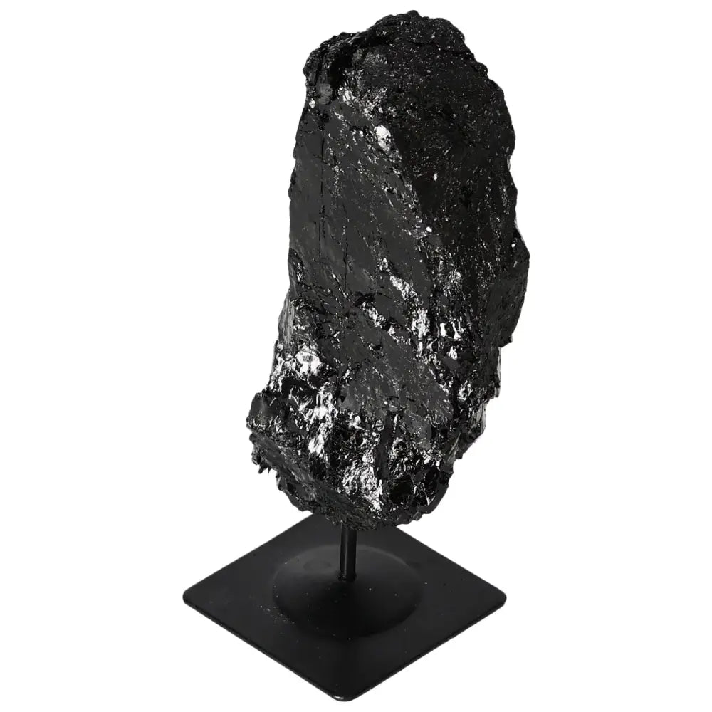 Exquisite Rough Tourmaline With Metal Stand showcasing natural raw elegance and energy-harmonizing properties in prismatic crystal hues.