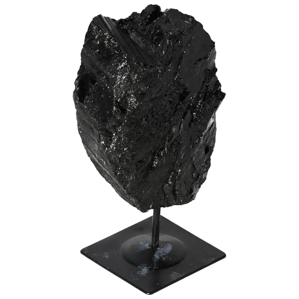 Rough Tourmaline with Metal Stand from Sylvia Crystals, showcasing raw elegance and natural beauty for home and office decor.