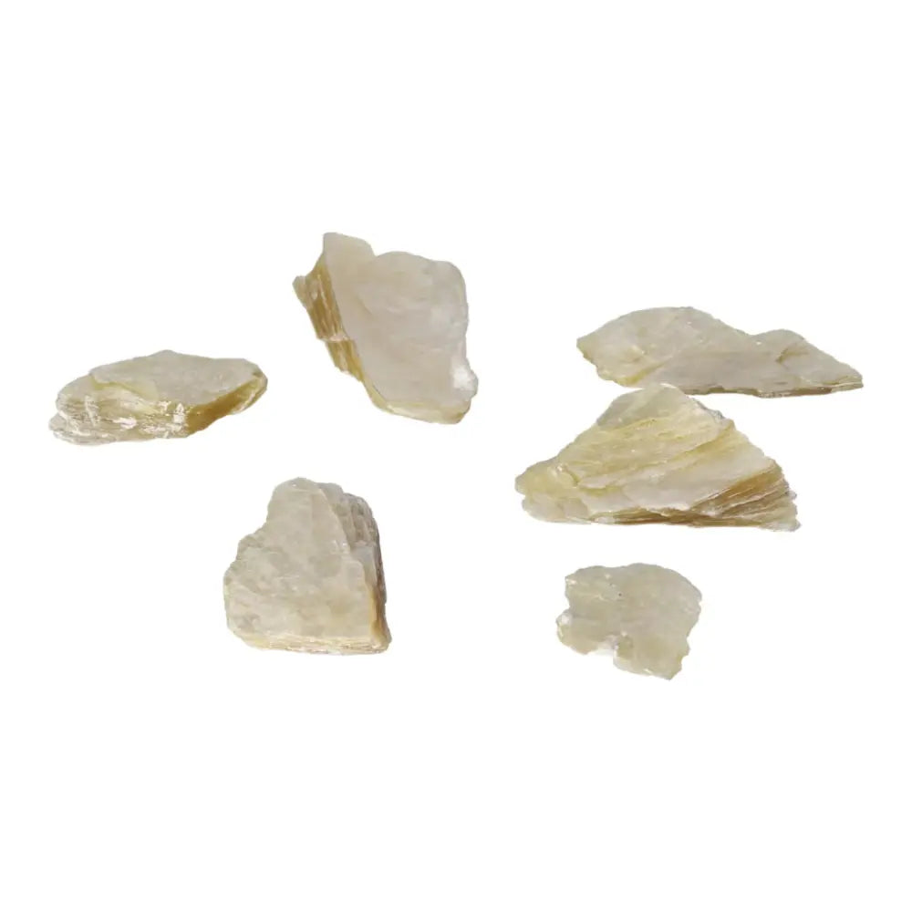 Rough Yellow Mica S crystals from Sylvia Crystals, showcasing natural elegance and spiritual energy for home and decor use.