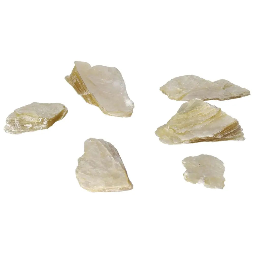 Rough Yellow Mica S crystals from Sylvia Crystals, showcasing natural beauty and spiritual energy for home decor and healing purposes.