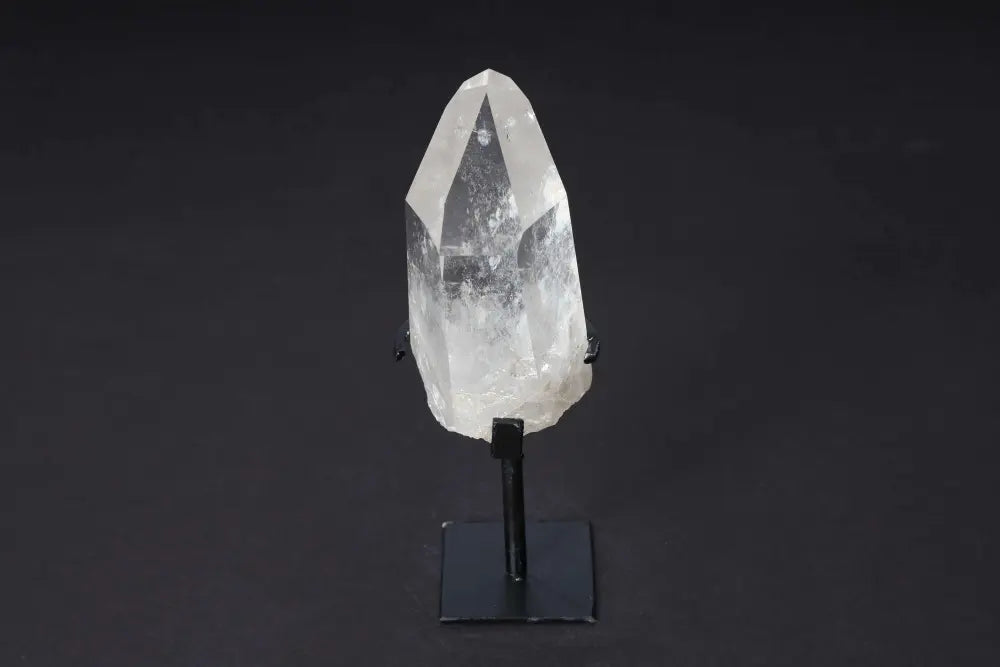 Semi Polished Clear Quartz Point on Stand for Energy Amplification and Meditation