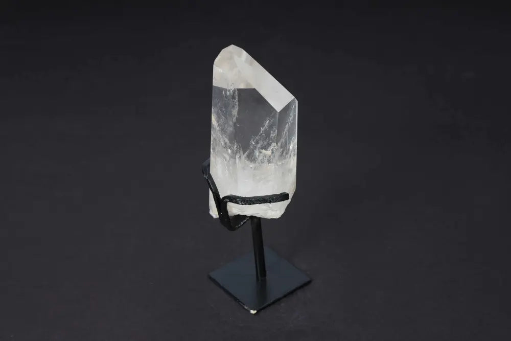 Semi Polished Clear Quartz Point on Stand for Energy Amplification and Clarity, Ideal for Meditation and Energy Work