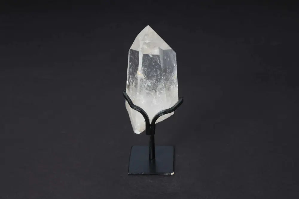 Semi Polished Clear Quartz Point on Stand - Amplifies Energy and Intention