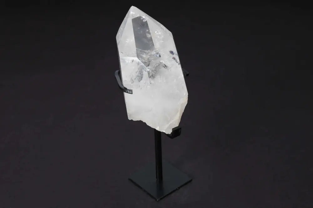 Semi Polished Clear Quartz Point on Stand for Amplifying Energy and Focus