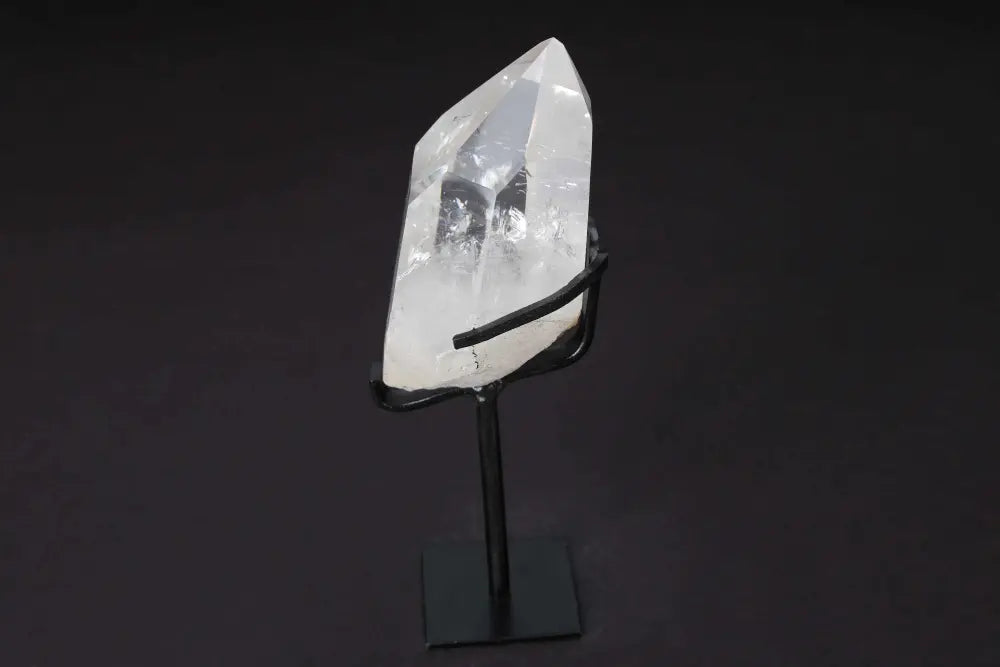 Semi Polished Clear Quartz Point on Stand for Amplifying Energy and Clarity
