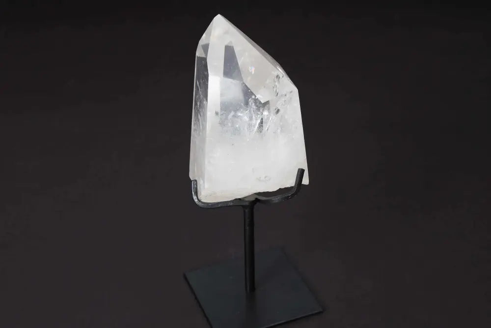 Semi Polished Clear Quartz Point on Stand for energy amplification and clarity