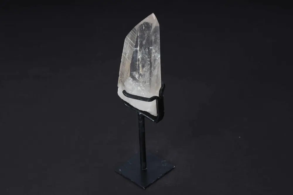 Semi Polished Clear Quartz Point on Stand for Energy Amplification and Meditation
