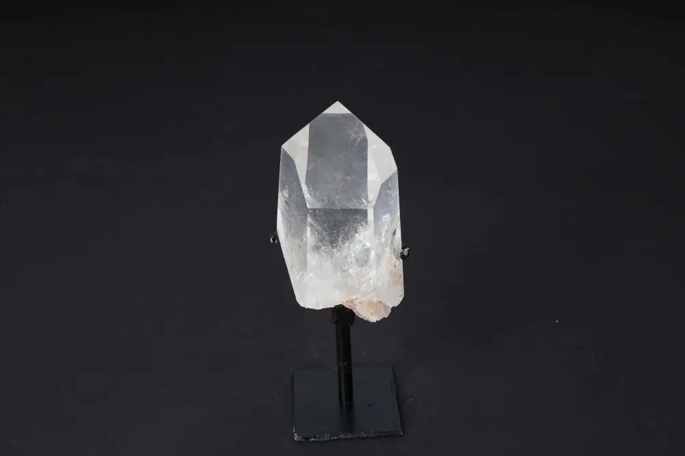 Semi Polished Clear Quartz Point on Stand - Amplify, Align & Illuminate with This Elegant Gemstone for Meditation and Energy Focus