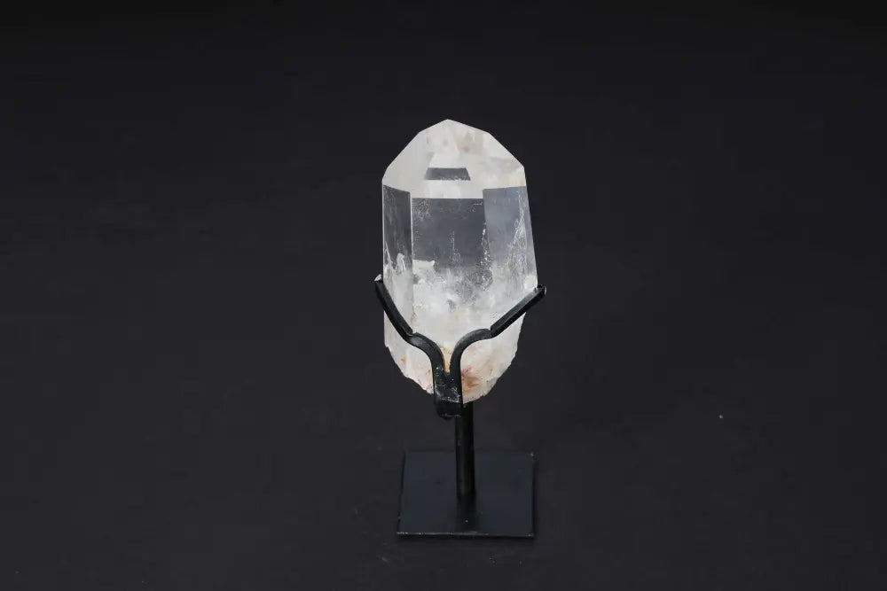 Semi Polished Clear Quartz Point on Stand - Amplify, Align & Illuminate Meditation Crystal