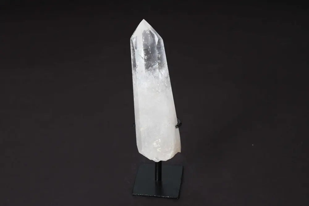 Semi Polished Clear Quartz Point with Stand for Amplifying Energy and Clarity