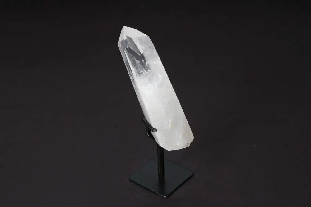 Semi Polished Clear Quartz Point with Stand for Amplifying Energy and Clarity