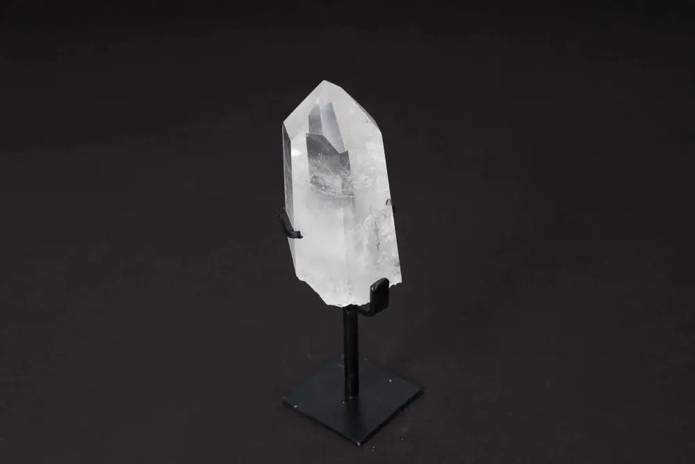 Semi Polished Clear Quartz Point on Stand for Amplifying Energy and Clarity