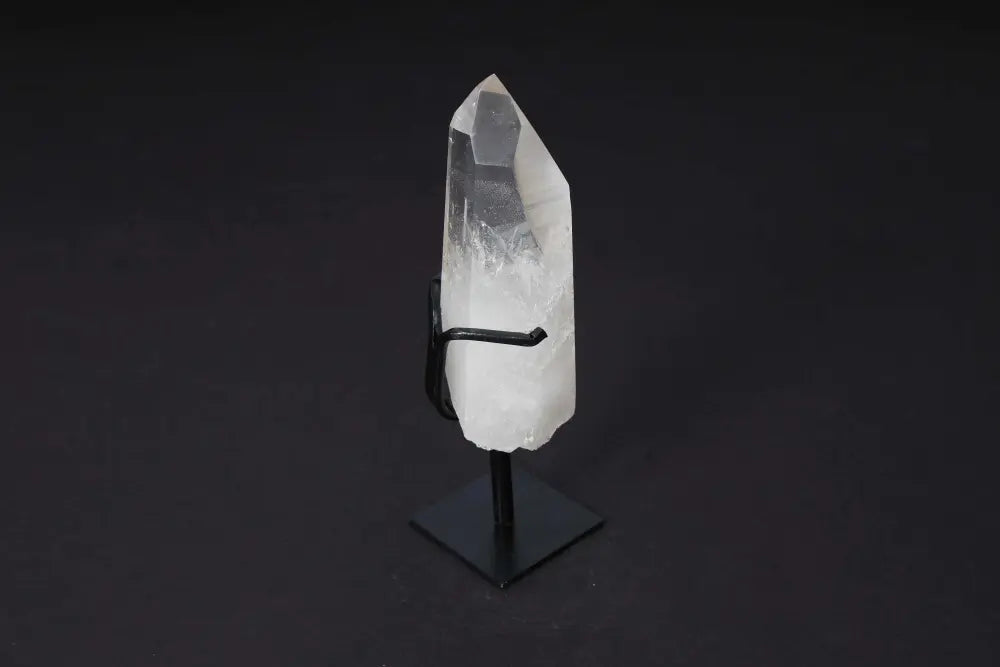 Semi Polished Clear Quartz Point on Stand for Amplifying Energy and Clarity