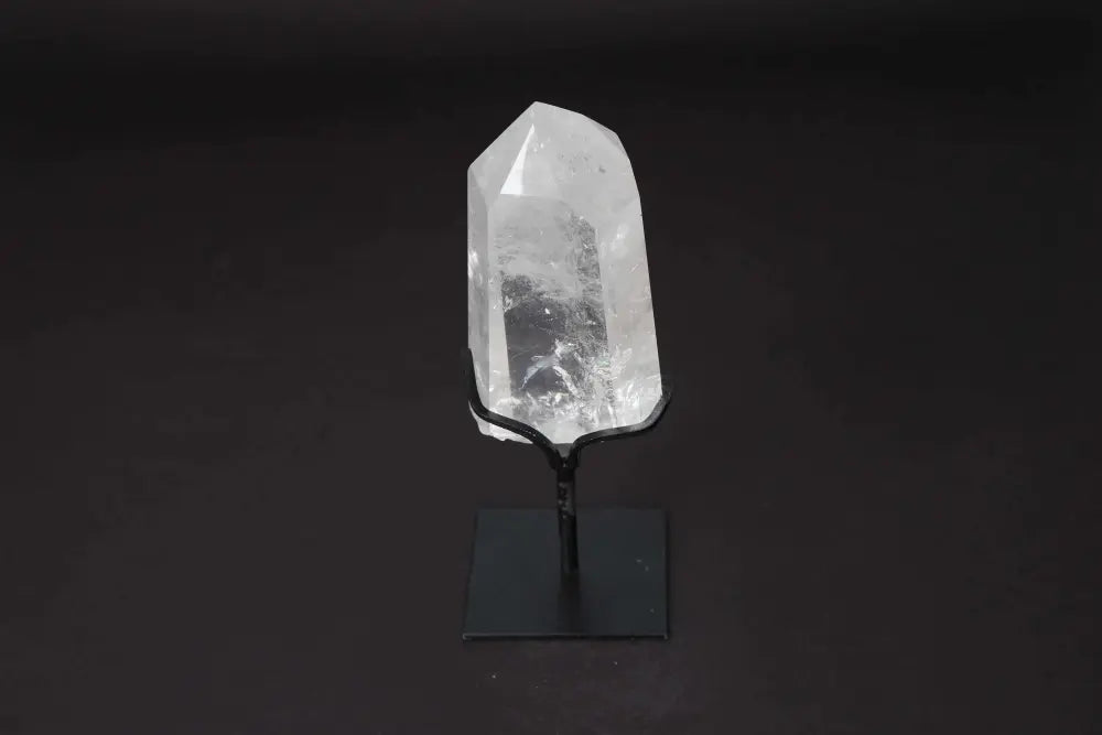 Semi Polished Clear Quartz Point on Stand for Amplifying Energy and Clarity