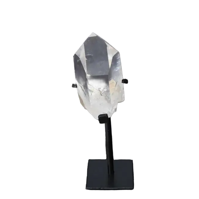 Semi Polished Clear Quartz Point on Stand for Amplifying Energy and Clarity, Perfect for Meditation and Energy Work