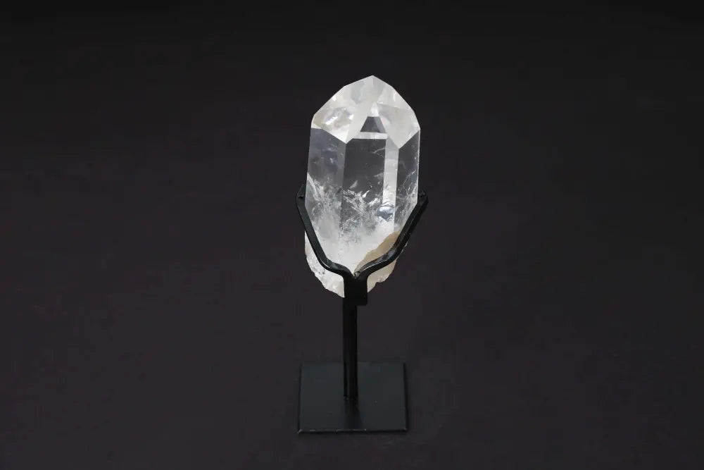 Semi Polished Clear Quartz Point on Stand, Amplifying Energy and Clarity, Ideal for Meditation and Energy Work.