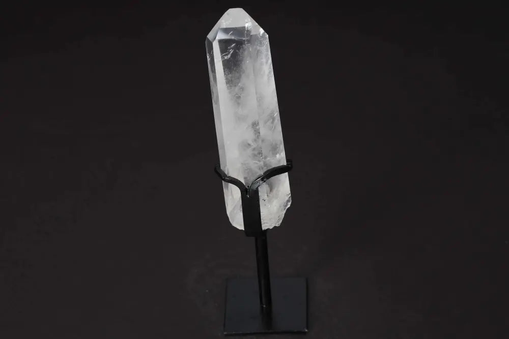 Semi Polished Clear Quartz Point on Stand - Master Healer crystal for amplifying energy and enhancing meditation or manifestation.
