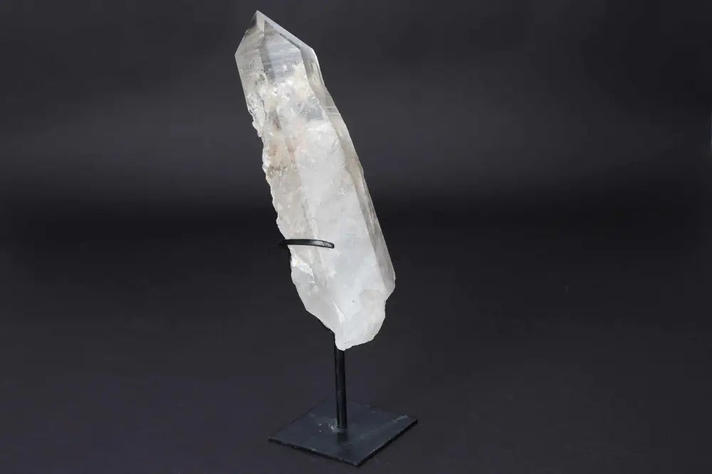 Semi Polished Clear Quartz Point with Stand for energy amplification and clarity.
