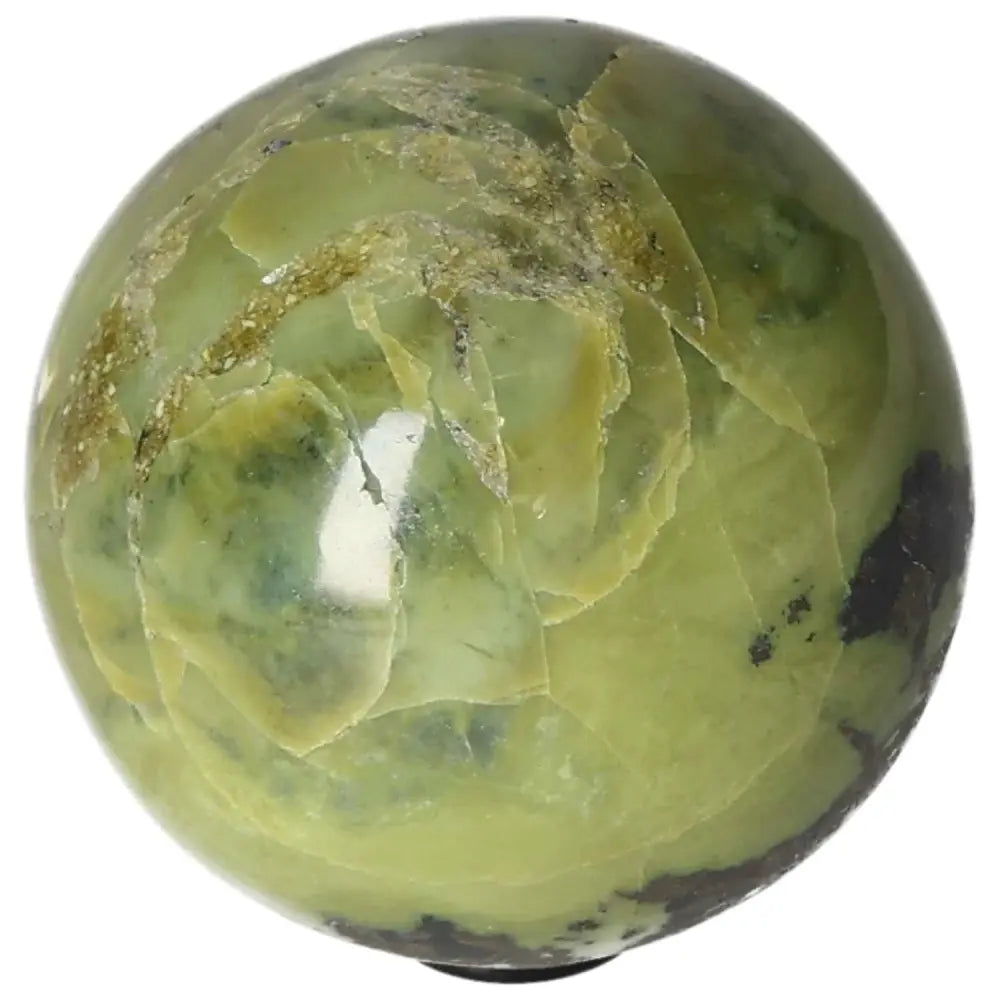 Serpentine sphere for spiritual growth, healing, and meditation; activates Heart Chakra for emotional balance and connection to nature