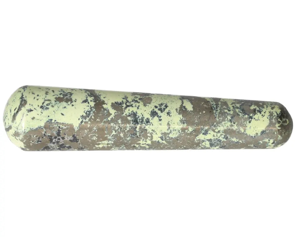 Serpentine wand for spiritual growth, heart chakra activation, meditation, and emotional healing.