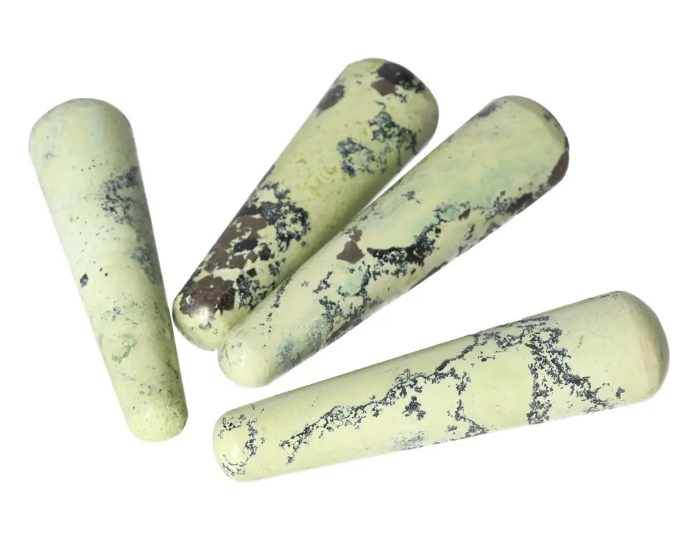Serpentine wands for meditation and spiritual healing, activating Heart Chakra. Enhance emotional balance and connection to nature.